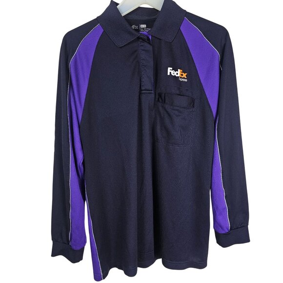 FedEx Shirts Fedex Express Mens Longsleeve Polo Shirt Sz L Black